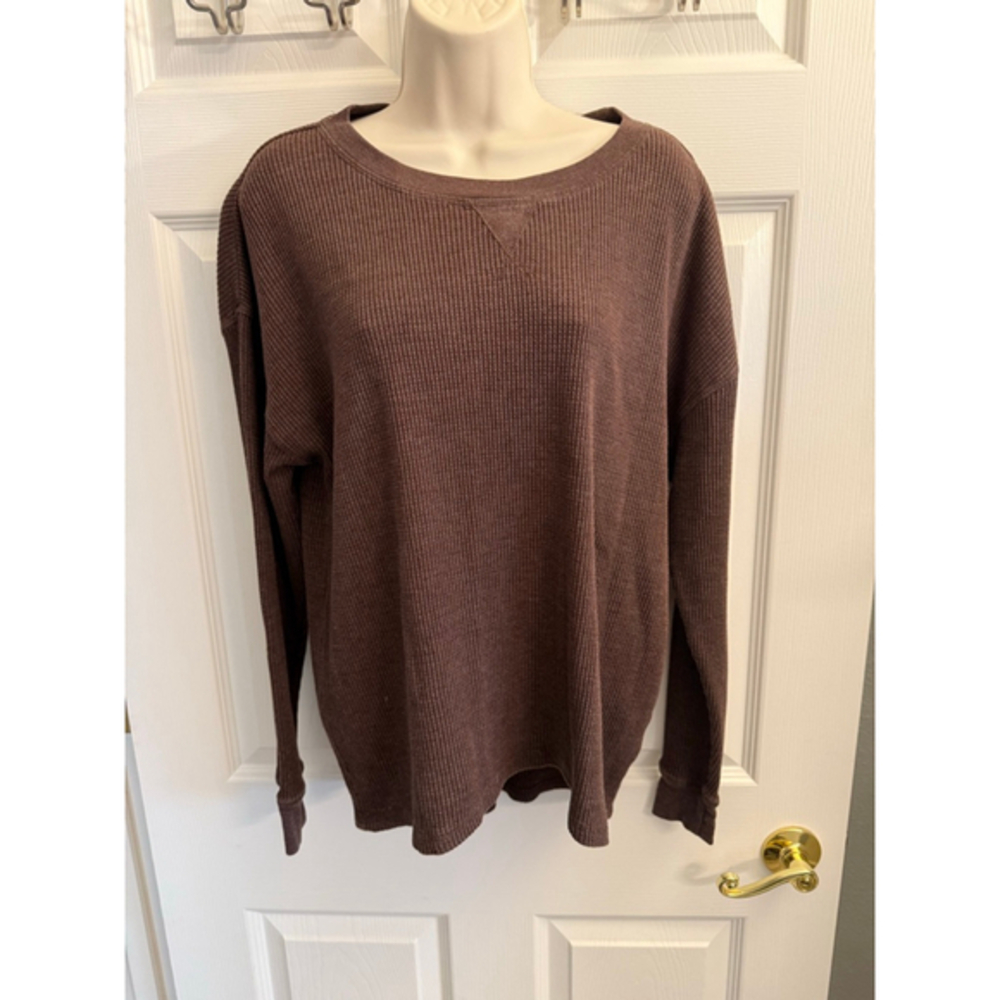 Seven7 LS Brown Thermal Shirt Women's Medium